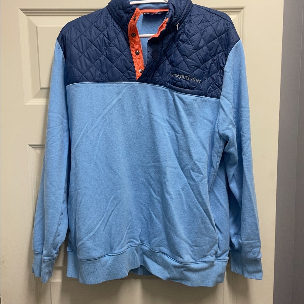 Vineyard Vines Light Blue and Orange Pullover